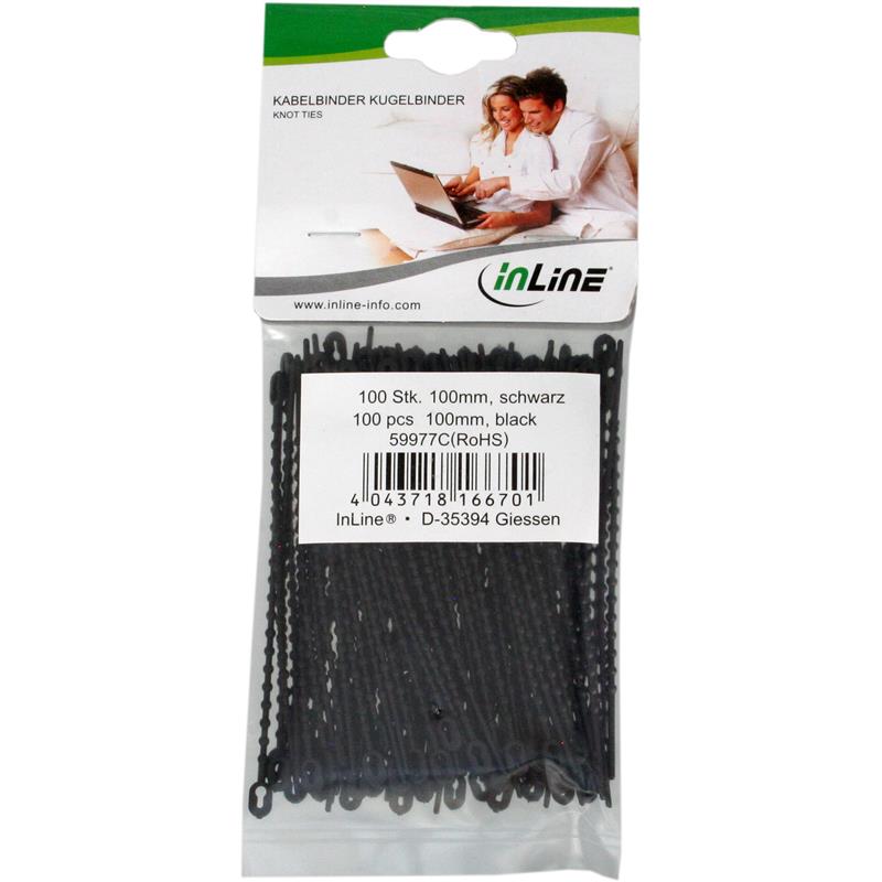 InLine Kabelband Kugelbinder zwart Länge 150mm 100stk 