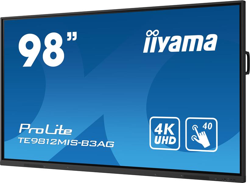 iiyama TE9812MIS-B3AG beeldkrant Kiosk-ontwerp 2,49 m (98"") LCD Wifi 400 cd/m² 4K Ultra HD Zwart Touchscreen Type processor Android 11 24/7