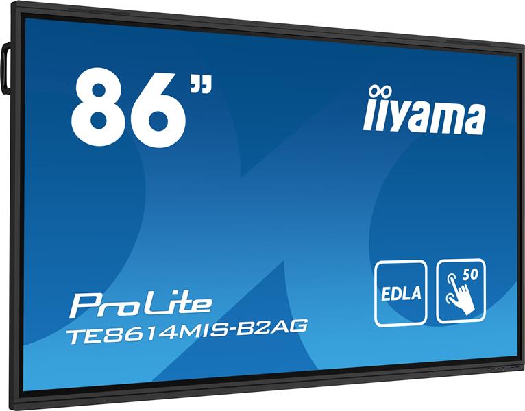 iiyama PROLITE TE8614MIS-B2AG Digitale signage flatscreen 2,17 m (85.6"") Wifi 435 cd/m² 4K Ultra HD Zwart Touchscreen Type processor Android 24/7