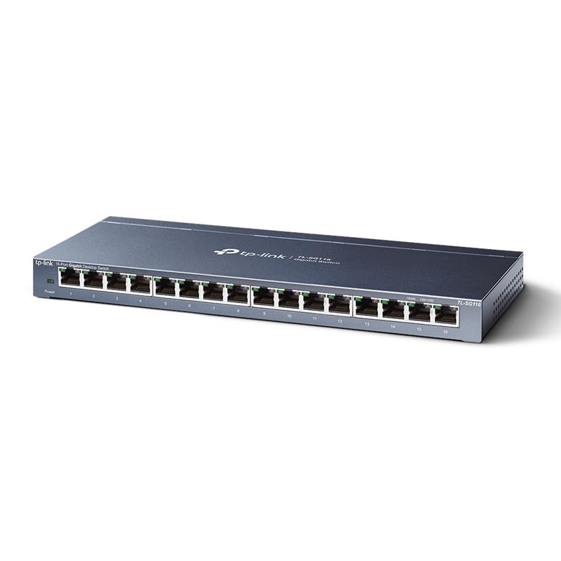 TP-LINK TL-SG116 Unmanaged L2 Gigabit Ethernet (10/100/1000) Zwart