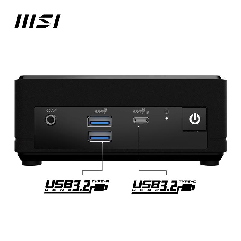 MSI Cubi N ADL-N200 BB 0.66L sized PC Zwart Intel SoC 3,7 GHz