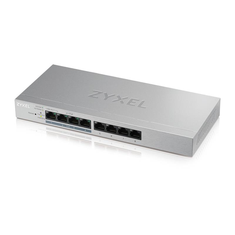 Zyxel GS1200-8HP v2 Managed Gigabit Ethernet (10/100/1000) Grijs Power over Ethernet (PoE)