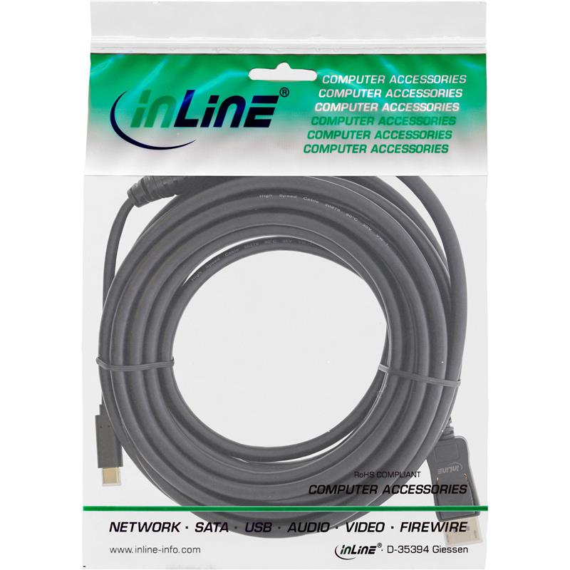 InLine USB Display Cable USB Type-C male to DisplayPort male DP Alt Mode 4K2K black 7 5m