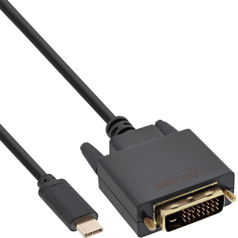 InLine USB Display Cable USB Type-C male to DVI male DP Alt Mode black 1m