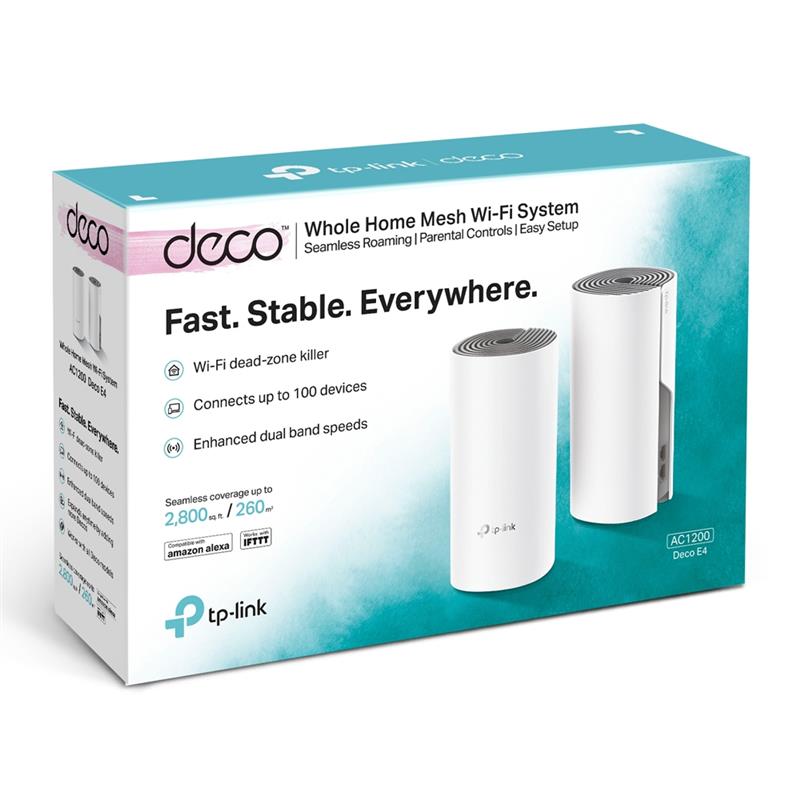 TP-LINK Deco E4 2-pack draadloze router Dual-band (2.4 GHz / 5 GHz) Fast Ethernet Wit