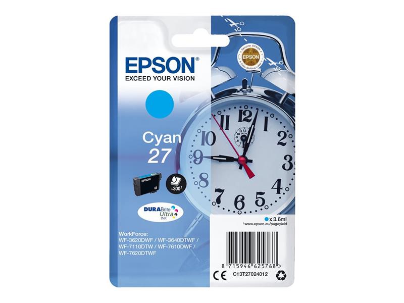 Epson Alarm clock Singlepack Cyan 27 DURABrite Ultra Ink