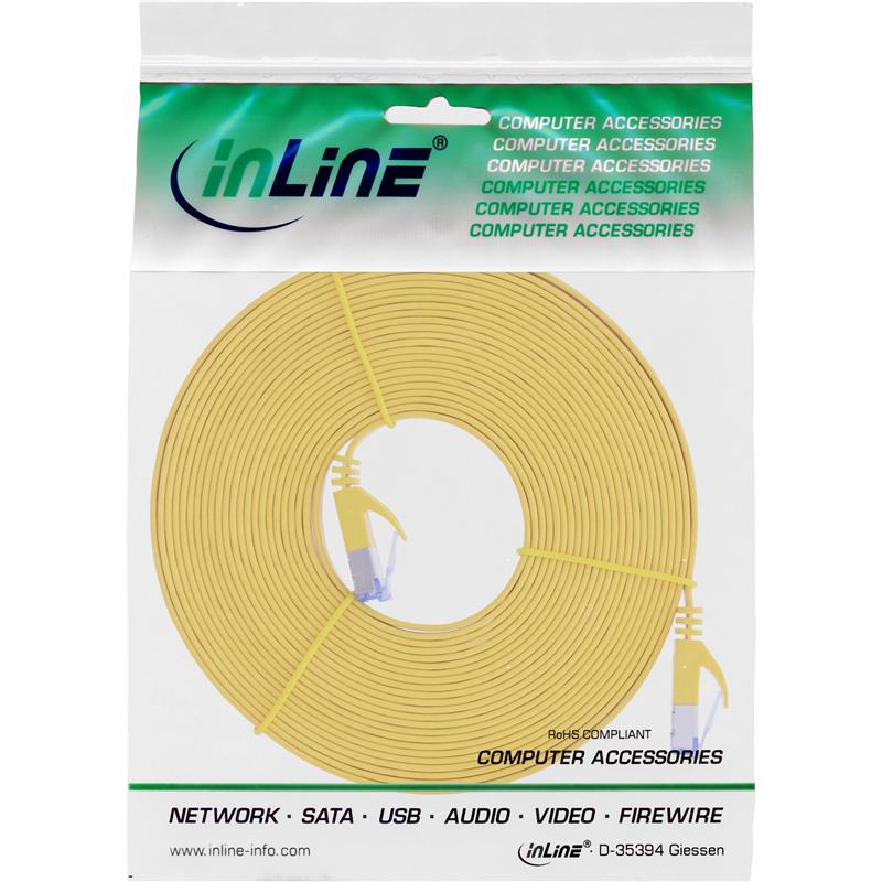 InLine Flat patch cable U FTP Cat 6A yellow 5m