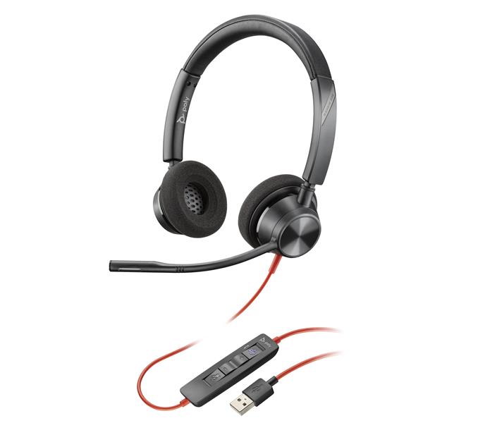HP Poly Blackwire 3320 Headset Bedraad Hoofdband Kantoor/callcenter USB Type-A Zwart