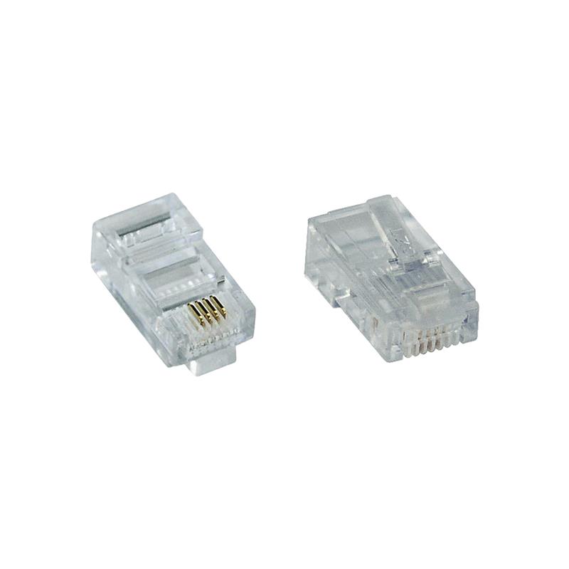 InLine 100pcs Modular Plug 8P4C RJ45 for Crimping to ribbon Cable ISDN