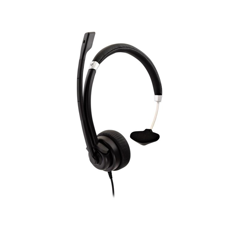 V7 HU411 hoofdtelefoon/headset Bedraad Hoofdband Kantoor/callcenter Zwart