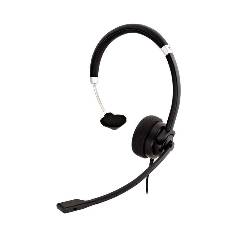 V7 HU411 hoofdtelefoon/headset Bedraad Hoofdband Kantoor/callcenter Zwart