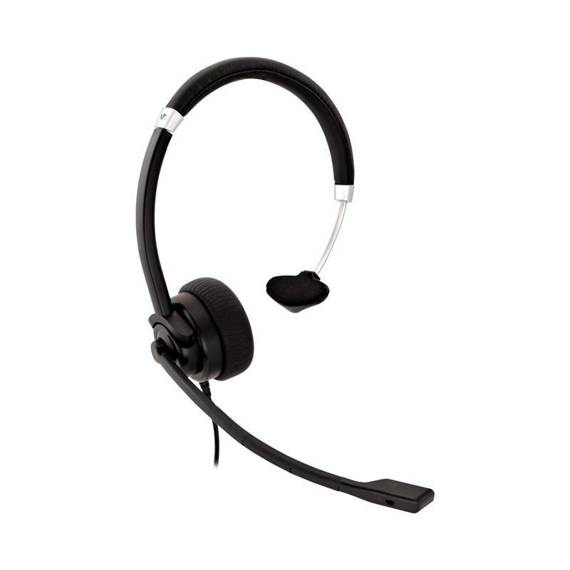 V7 HU411 hoofdtelefoon/headset Bedraad Hoofdband Kantoor/callcenter Zwart