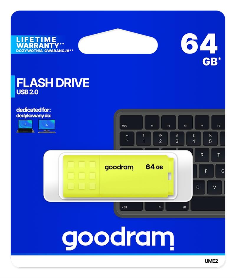 Goodram UME2 USB flash drive 64 GB USB Type-A 2.0 Geel