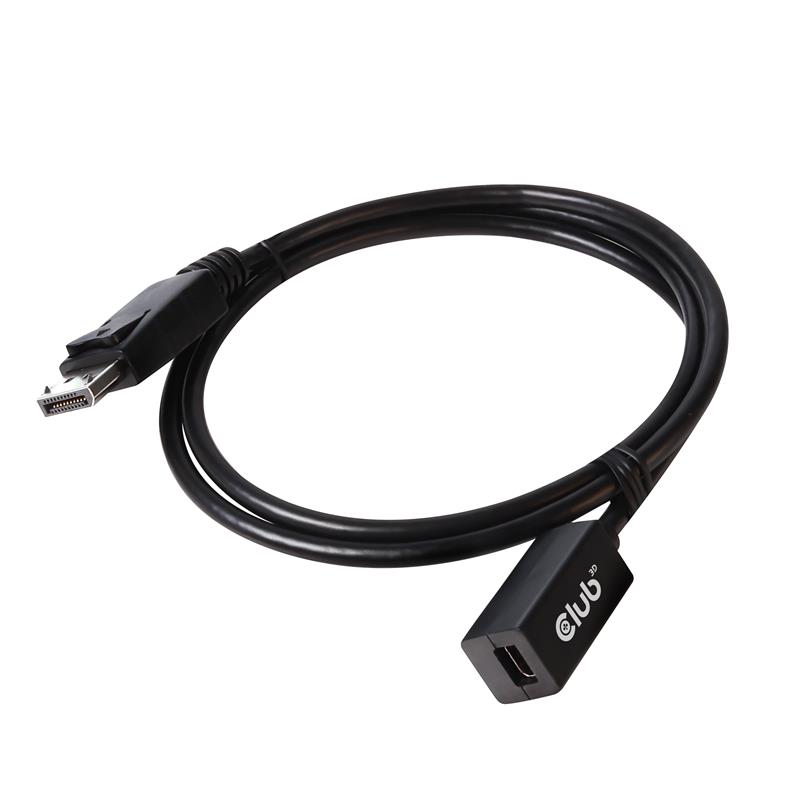 CLUB3D Mini DisplayPort 1.4 to DisplayPort Extension Cable 8K60Hz DSC 1.2 HBR3 HDR Bidirectional F/M 1m