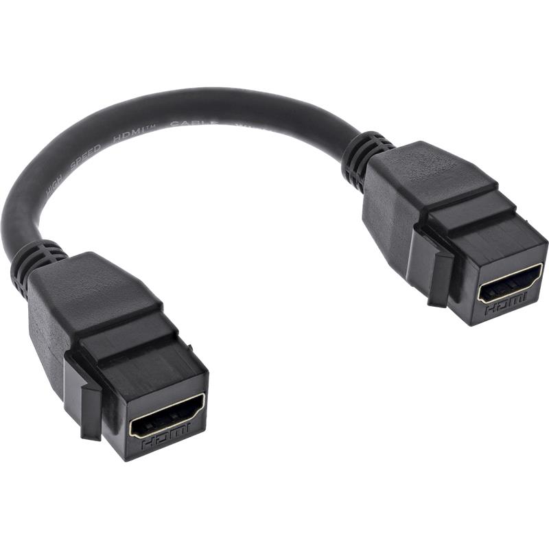 InLine HDMI 2x Keystone cable 4K 30Hz HDMI A female female black 0 2m