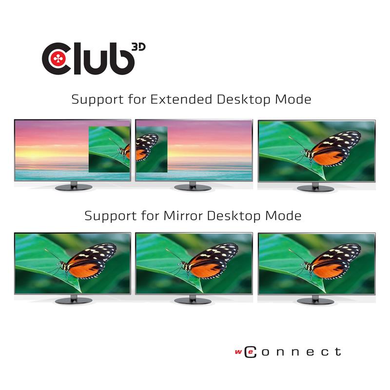 CLUB3D USB Type C 3.2 Gen 1 Multi Stream Transport (MST)Hub DisplayPort1.4 Triple Monitor
