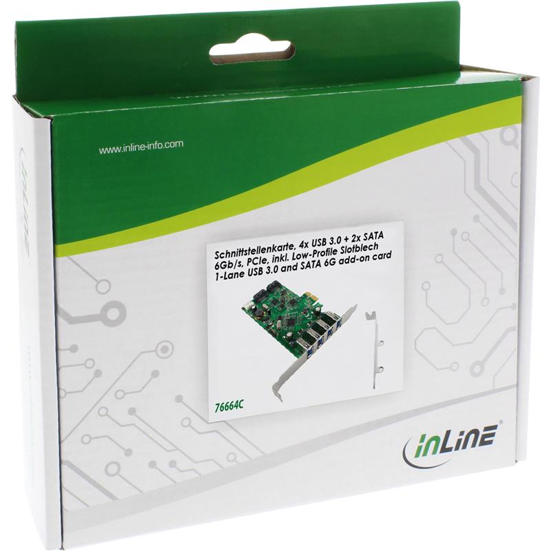 InLine USB 3 0 SATA Host Controller PCIe 4x USB 3 0 2x SATA 6Gb s