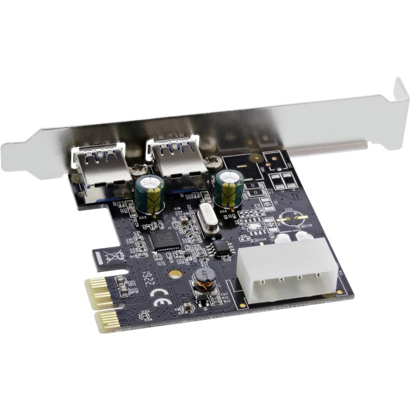 InLine USB 3 0 2 Port Host Controller PCIe with Full Size Low Profile Bracket