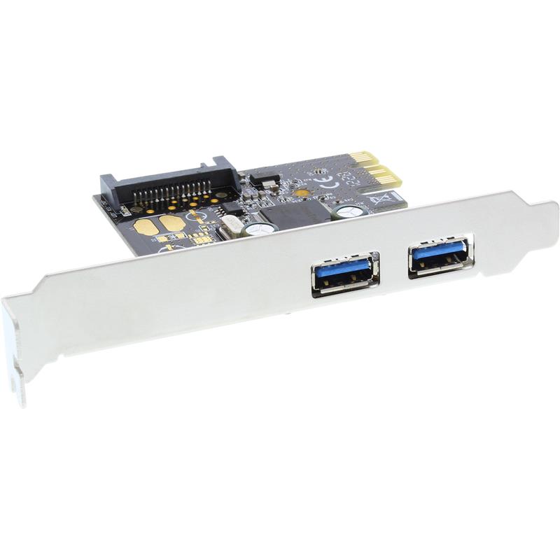 InLine 2 Port USB 3 0 Host Controller Card with SATA Auxiliary Power Port PCIe