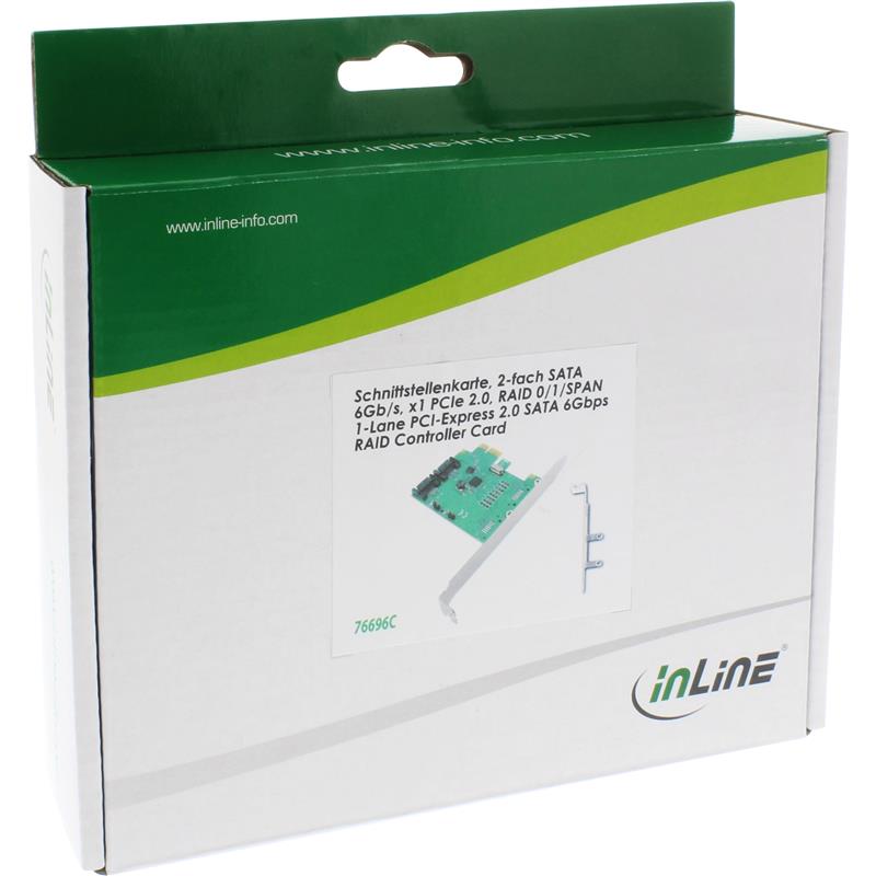 InLine Interface Card 2 Port SATA 6Gb s x1 PCIe 2 0 RAID 0 1 SPAN