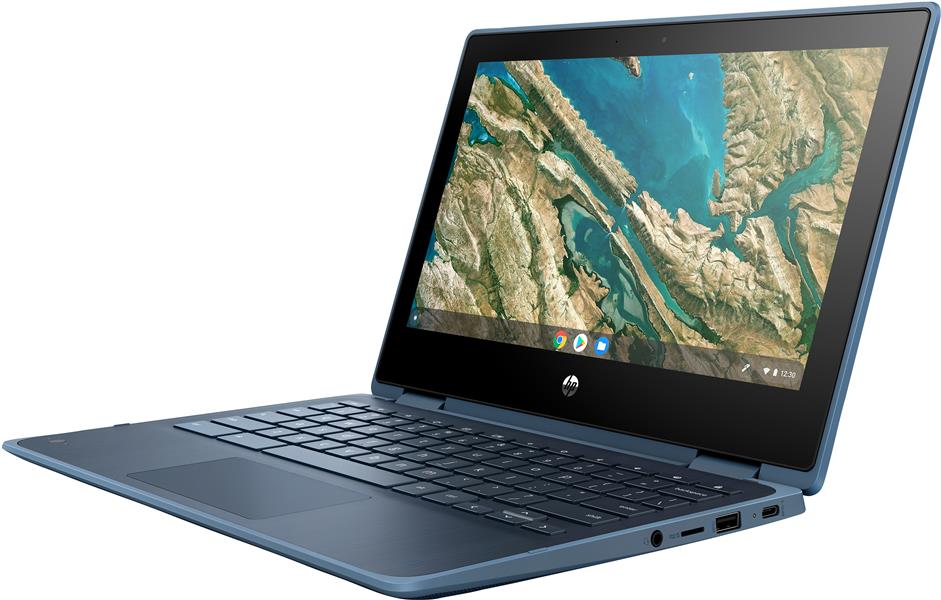 HP Chromebook x360 11 G3 EE Blauw 29,5 cm (11.6"") 1366 x 768 Pixels Touchscreen Intel® Celeron® N 4 GB LPDDR4-SDRAM 32 GB eMMC Wi-Fi 5 (802.11ac) Chr
