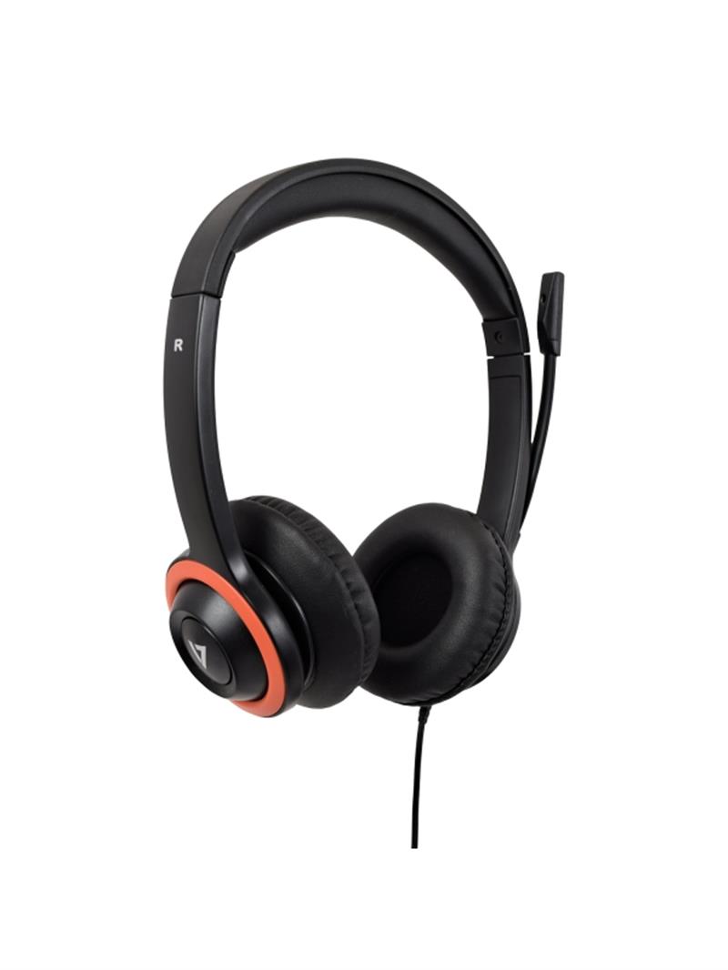 V7 HU540E hoofdtelefoon/headset Bedraad Hoofdband Kantoor/callcenter Zwart, Rood