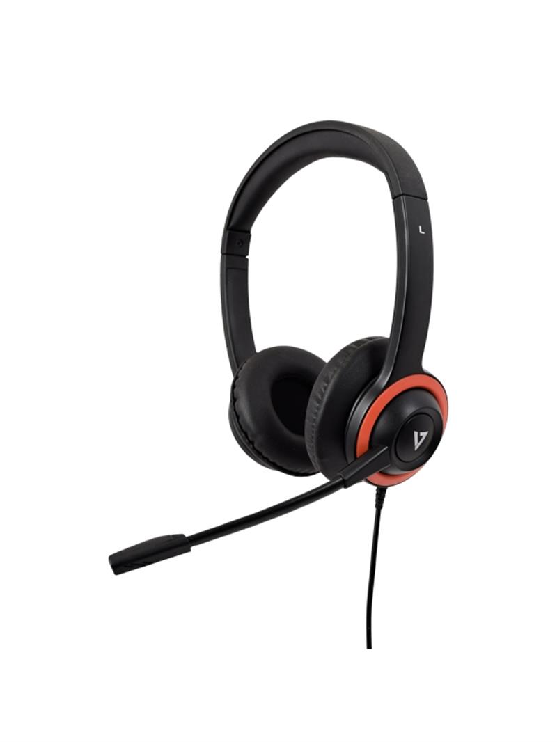 V7 HA530E hoofdtelefoon/headset Bedraad Hoofdband Kantoor/callcenter Zwart