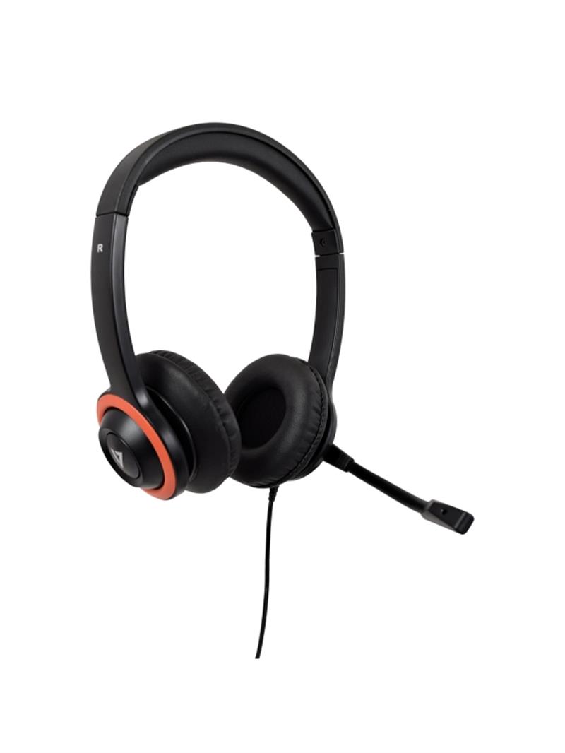 V7 HA530E hoofdtelefoon/headset Bedraad Hoofdband Kantoor/callcenter Zwart