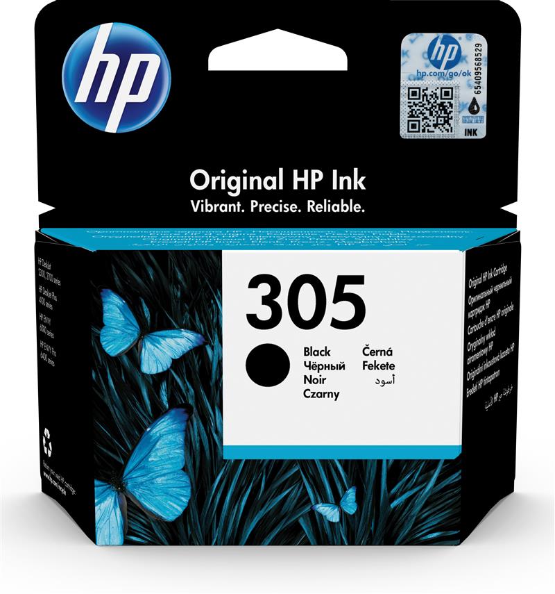 HP 305 Black Original Ink Cartridge Origineel Zwart 1 stuk(s) Normaal rendement