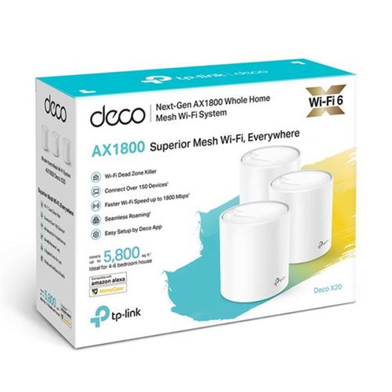 TP-LINK Deco X20(3-pack) Dual-band (2.4 GHz / 5 GHz) Wi-Fi 5 (802.11ac) Wit 2 Intern