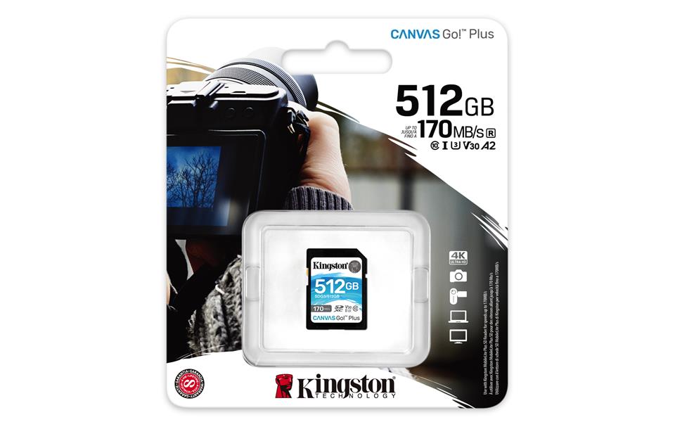 Kingston Technology Canvas Go! Plus flashgeheugen 512 GB SD Klasse 10 UHS-I