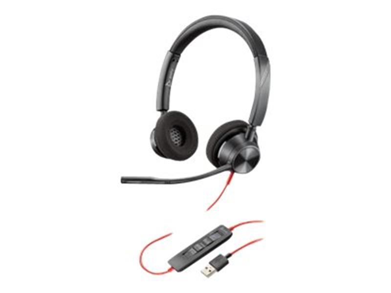 POLY Blackwire 3320 Headset Hoofdband Zwart Rood USB Type-A