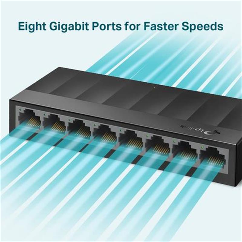 TP-LINK LS1008G Unmanaged Gigabit Ethernet (10/100/1000) Zwart