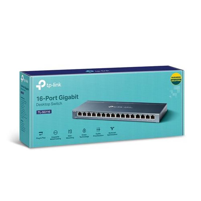 TP-LINK TL-SG116 Unmanaged L2 Gigabit Ethernet (10/100/1000) Zwart