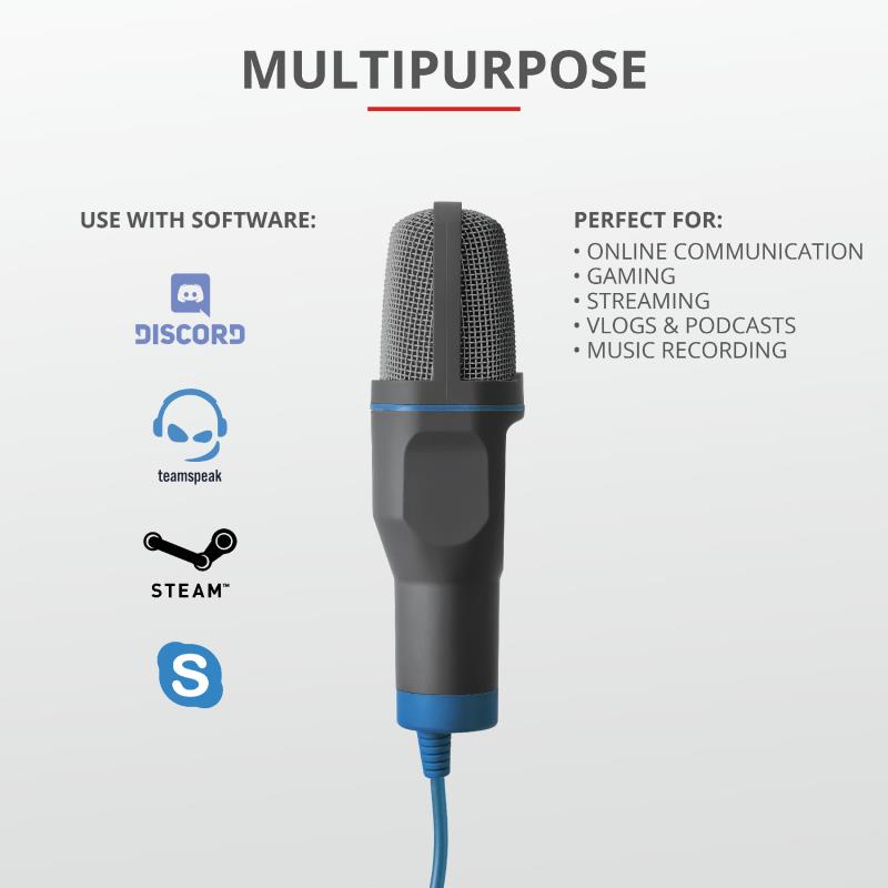 Trust Mico PC-microfoon Zwart, Blauw