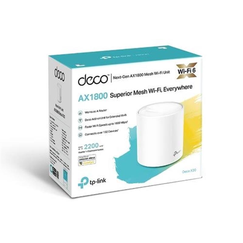 TP-LINK Deco X20 (1-pack) Dual-band (2.4 GHz / 5 GHz) Wi-Fi 5 (802.11ac) Wit 2 Intern