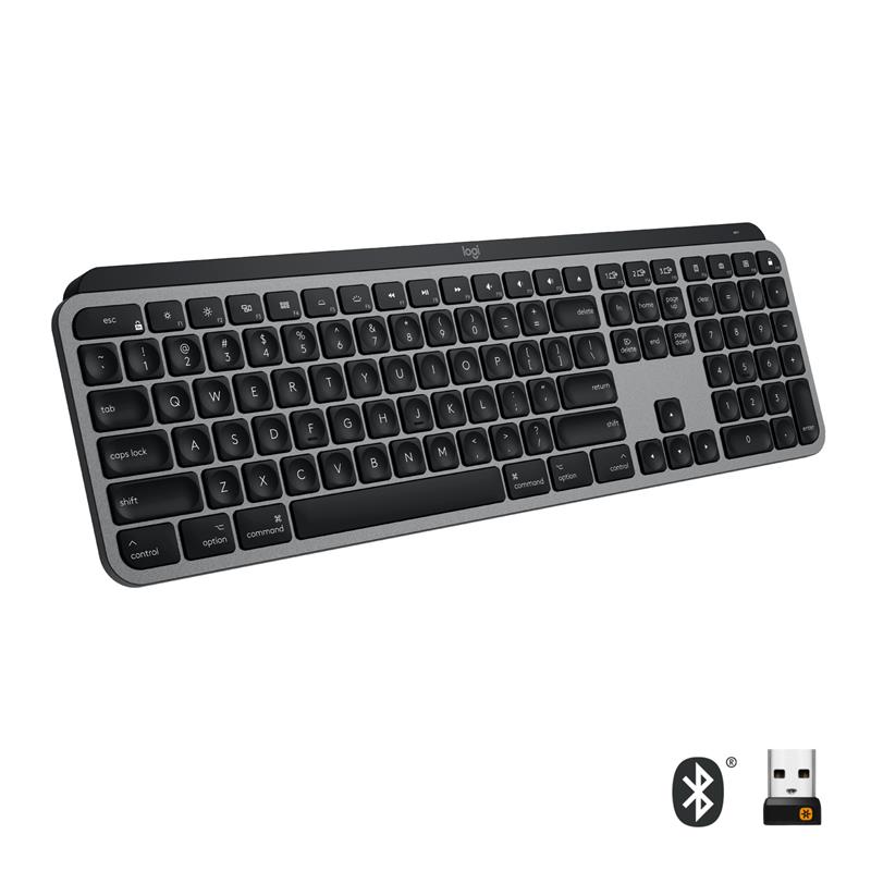 Logitech MX Keys for Mac toetsenbord RF-draadloos + Bluetooth QWERTY US International Aluminium, Zwart