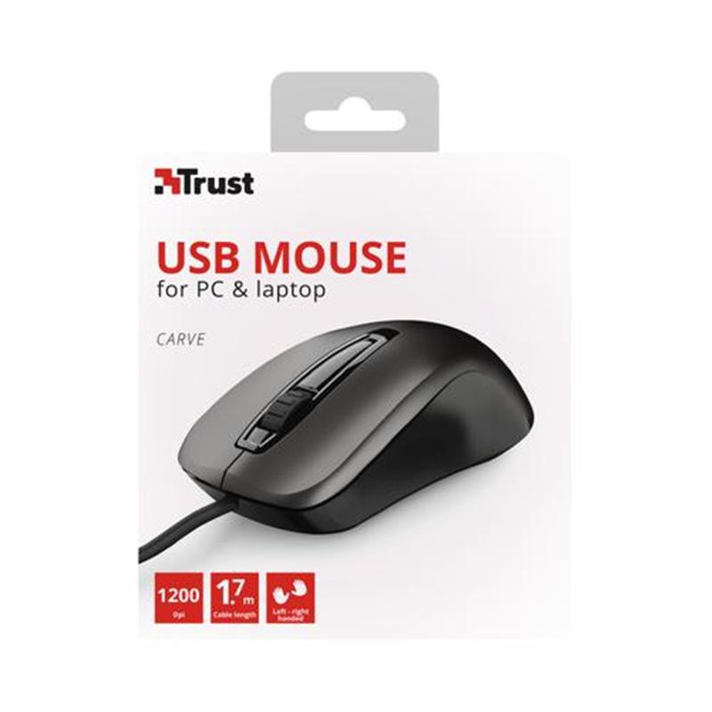 Trust Carve muis Ambidextrous USB Type-A Optisch 1200 DPI