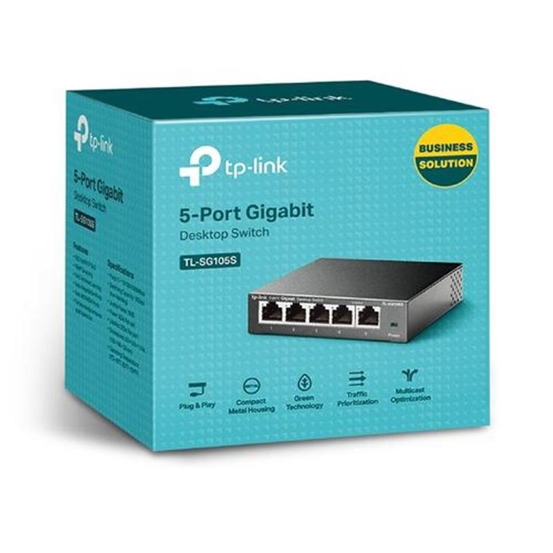 TP-LINK TL-SG105S Unmanaged L2 Gigabit Ethernet (10/100/1000) Zwart
