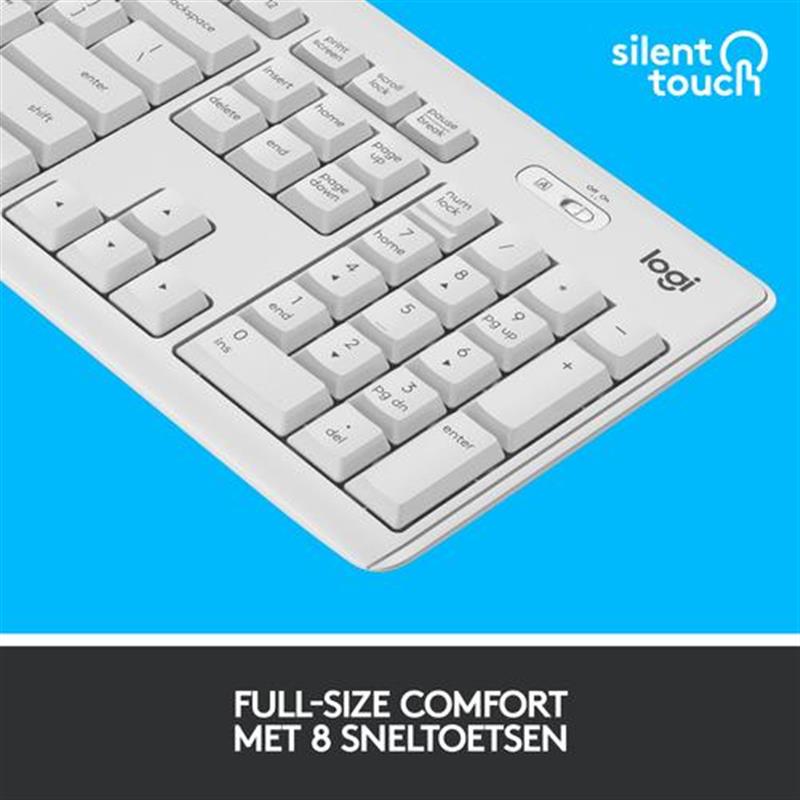 Logitech MK295 Silent Wireless Combo toetsenbord RF Draadloos QWERTY Frans Wit