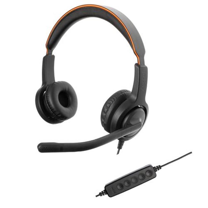 Axtel Voice UC40 duo NC Headset Hoofdband USB Type-A Zwart Oranje