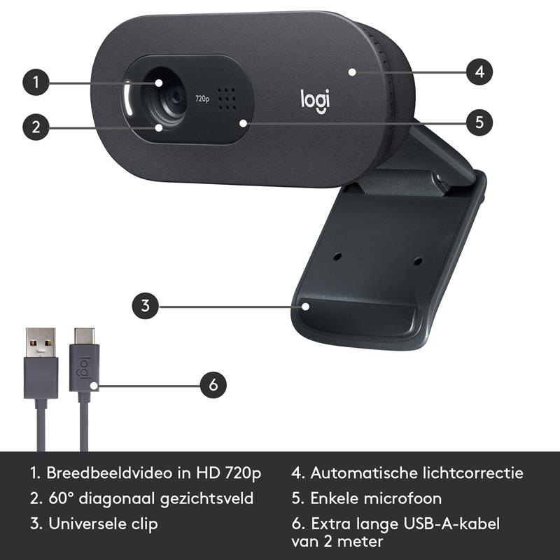 Logitech C505 webcam 1280 x 720 Pixels USB Zwart