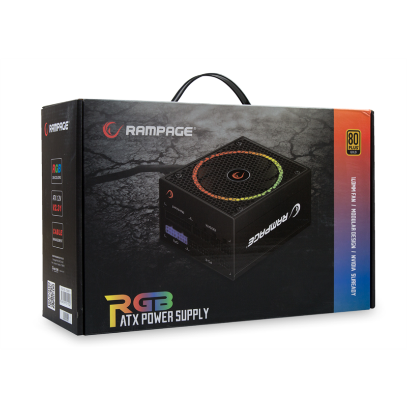 Rampage RGB-550 Power Supply - Modulair - 80 Plus Gold Certificaat - RGB LED