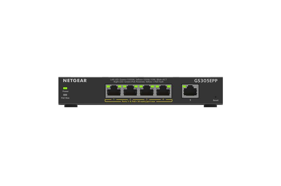 Netgear GS305EPP Managed L2/L3 Gigabit Ethernet (10/100/1000) Zwart Power over Ethernet (PoE)