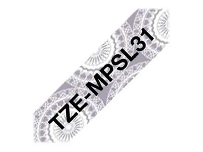 Brother TZE-MPSL31 labelprinter-tape Zwart op zilver