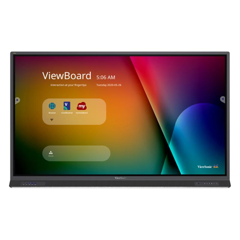 Viewsonic ViewBoard 52serie touchscreen 75in UHD Android 9.0 IR 350 nits USB-C DP 2x15W sub 15W array mic 190,5 cm (75"") 3840 x 2160 Pixels Dual-touc