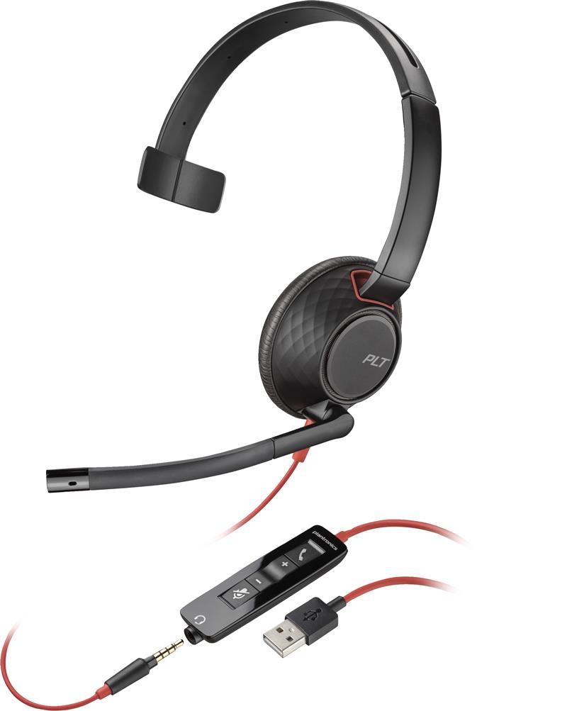 HP Poly Blackwire 5210 Headset Bedraad Hoofdband Oproepen/muziek USB Type-A Zwart