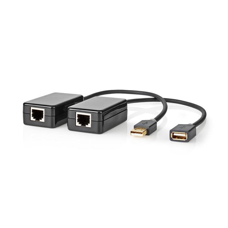 Nedis CCBW60EXTBK500 tussenstuk voor kabels USB A RJ45 Zwart