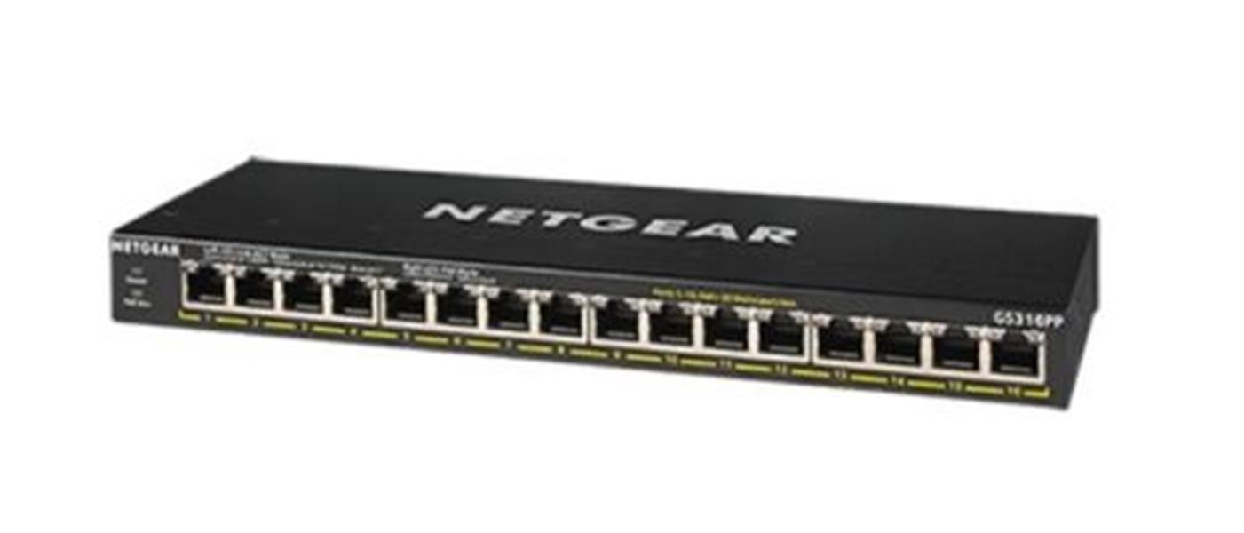 Netgear GS316PP Gigabit Ethernet (10/100/1000) Zwart Power over Ethernet (PoE)