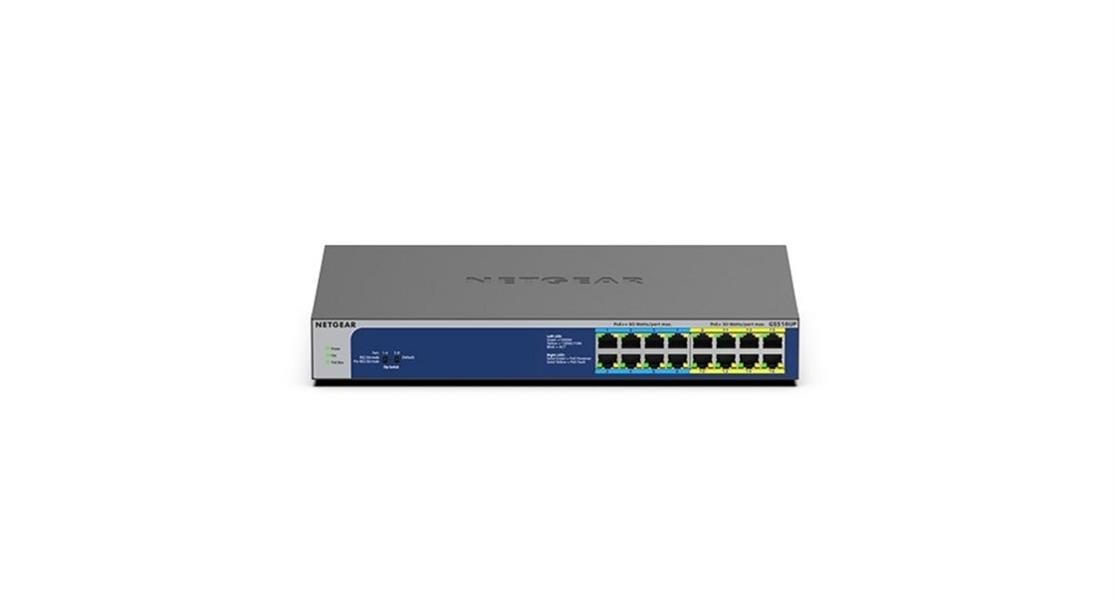 Netgear GS516UP Unmanaged Gigabit Ethernet (10/100/1000) Grijs Power over Ethernet (PoE)